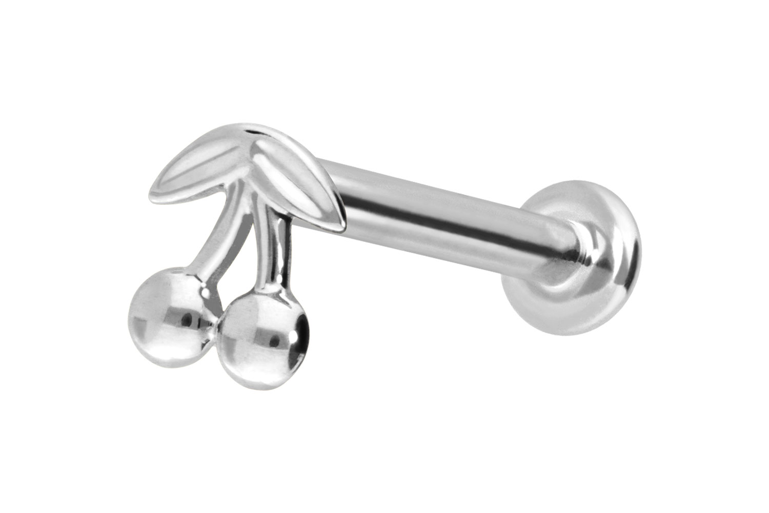 14 Karat Gold Labret Piercing mit Innengewinde KIRSCHEN